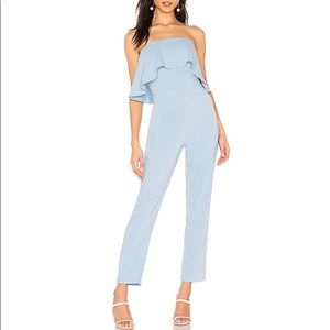 Reina Ruffle Jumpsuit in Light Blue